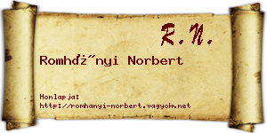 Romhányi Norbert névjegykártya